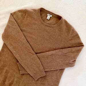 LL Bean Women’s 100% Cashmere Crewneck Sweater Marled Brown Size Large Capsule
